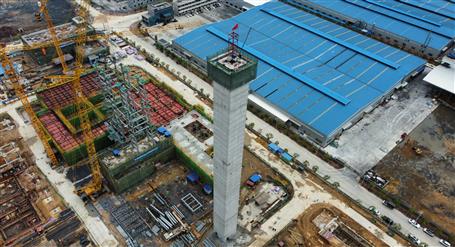 80米高煙囪、提前14天封頂！